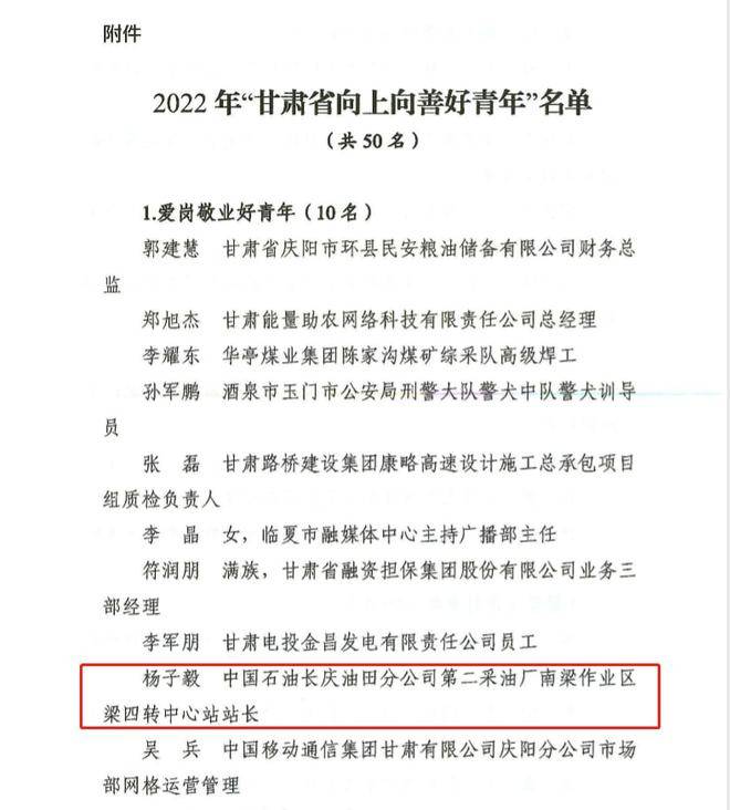 祝贺！杨子毅获2022年“甘肃省向上向善好青年”荣誉称号(图2)