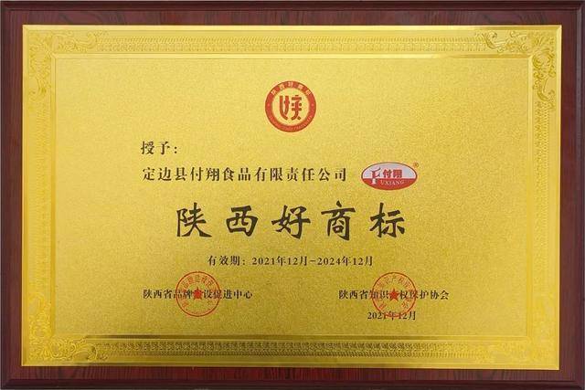 热烈庆祝定边县付翔食品有限责任公司荣获“陕西好商标”荣誉称号(图3)