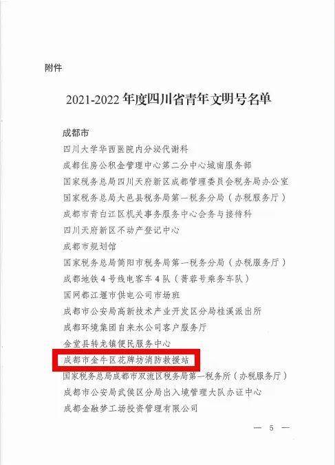 金牛区花牌坊消防救援站荣获“2021—2022年度四川省青年文明号称号”(图2)