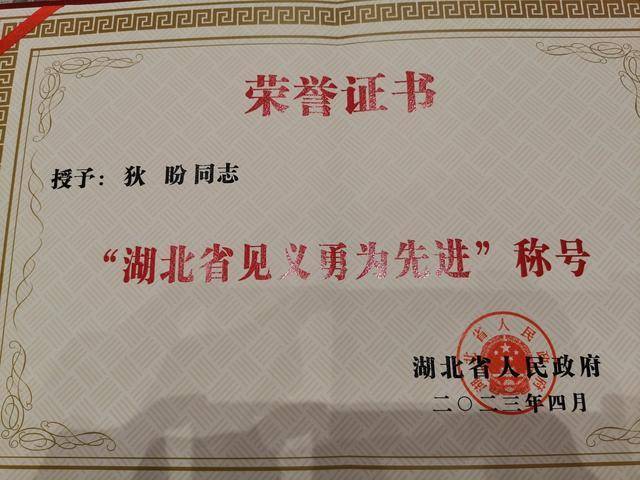 湖北十堰：狄盼同志荣获“湖北省见义勇为先进”称号(图2)