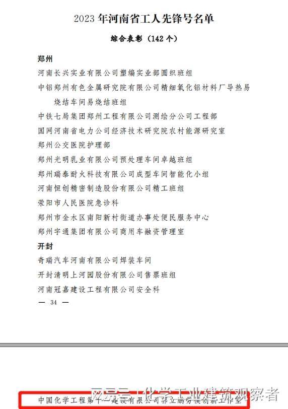 十一化建荣获“2023年河南省工人先锋号”先进集体荣誉称号(图2)