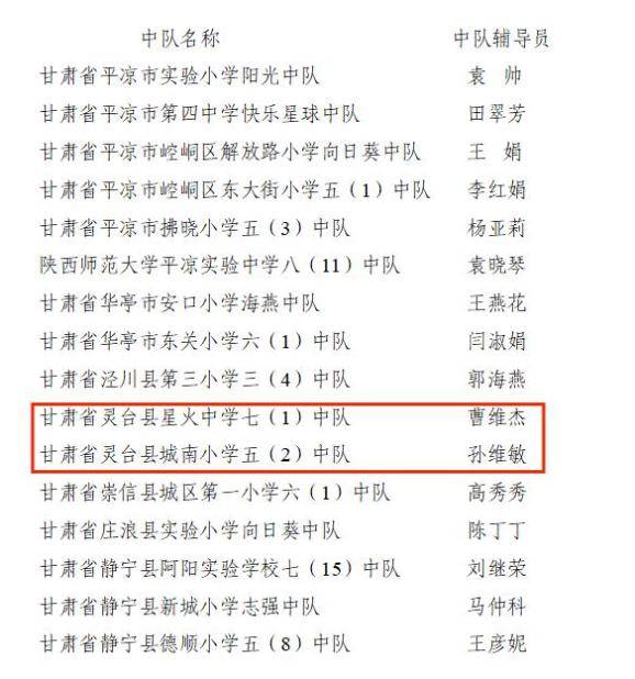祝贺！灵台2个少先队中队喜获“全国红领巾中队”称号(图2)