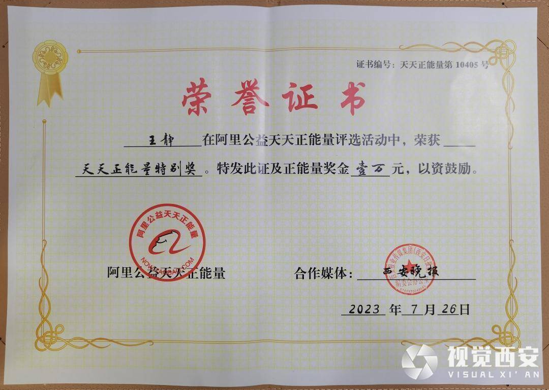 王静荣获阿里公益天天正能量特别奖 还荣获“最美公交人”“未央好人”称号(图3)