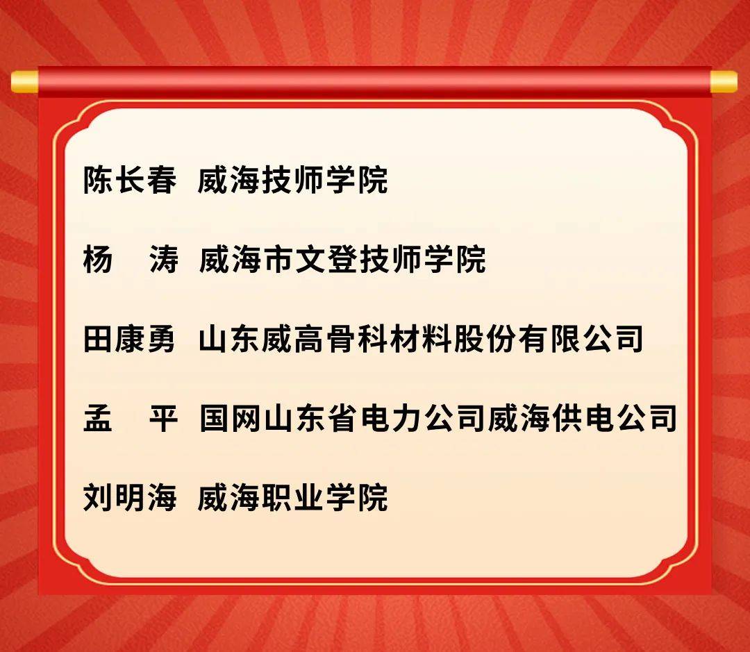 威海5人荣获“山东省技术技能大师”称号！